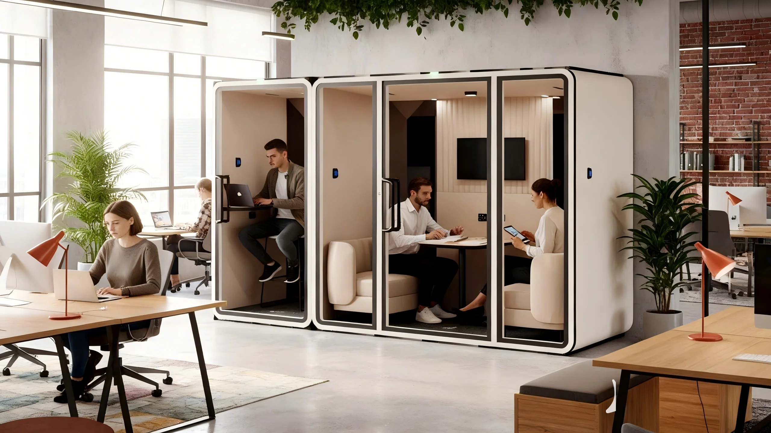 VRT acoustic pods in a large open-plan office
